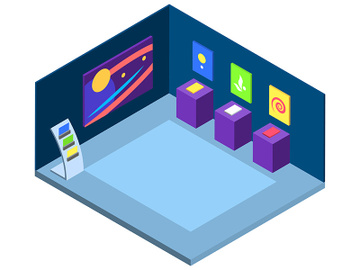 Modern art gallery isometric vector illustration preview picture