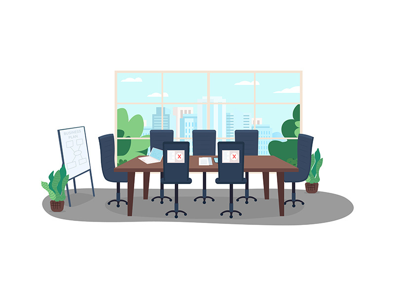 Remote working flat color vector illustration