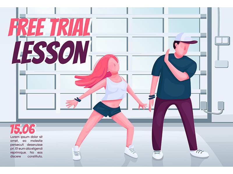 Contemp free trial lessons banner flat vector template