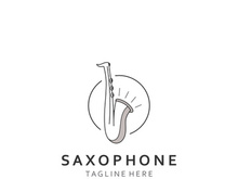 Saxophone music logo design simple modern and minimalist illustration