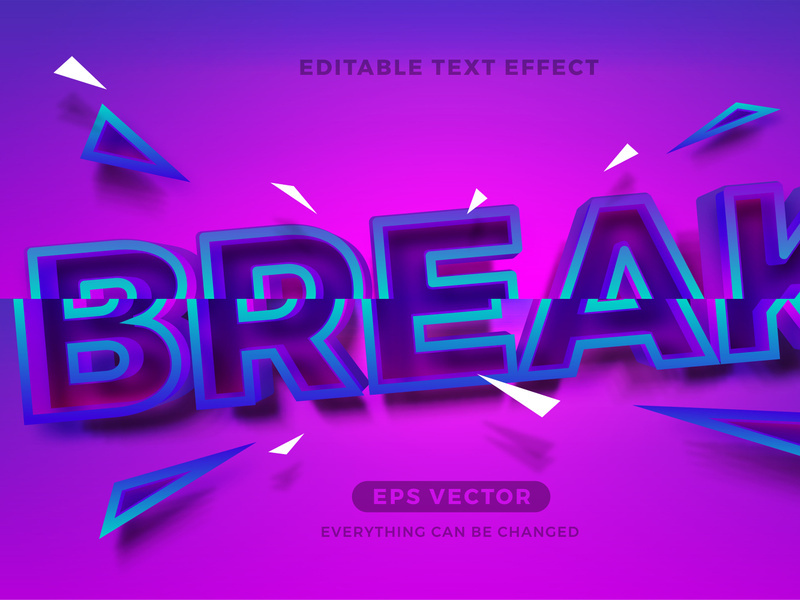 Break The Rules Sliced editable text effect vector template