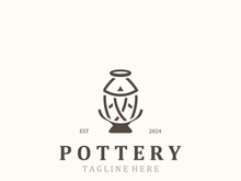 Pottery logo design handmade, creative traditional mug craft concept inspiration nature workshop
