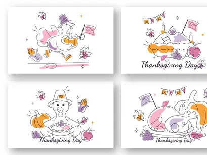6 Thanksgiving Day Vector Illustration