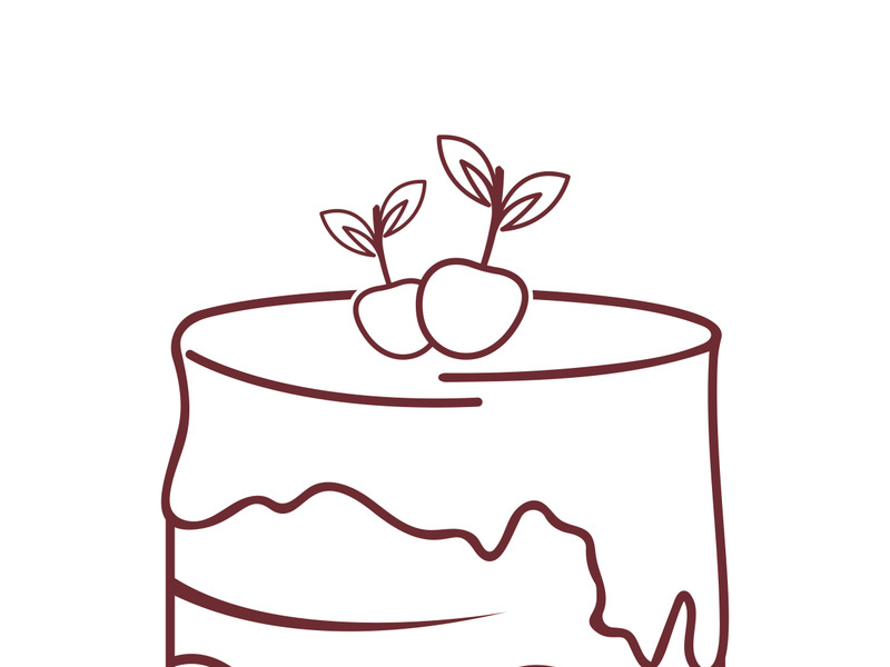 Sweet cake template logo design vector illustration of silhouette with cherries