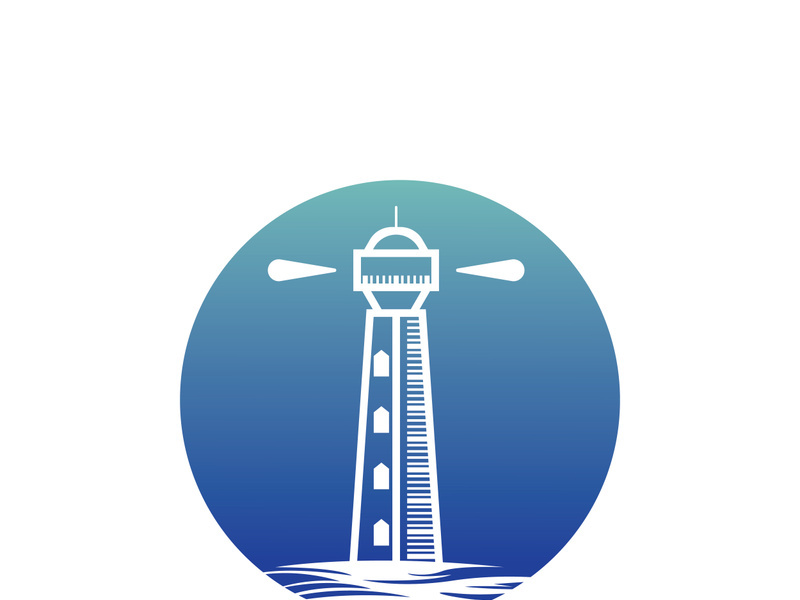 Lighthouse icon logo and vector illustration beacon tower design vintage symbol