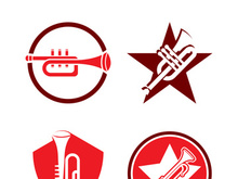 Musical instrument simple icon trumpet for jazz music logo design