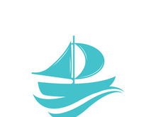 Sailboat boat on sea ocean wave with logo design simple ship
