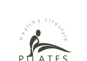 Abstract Pilates Logo, Yoga identity body balance vector monoline Design Template. wellness lifestyle