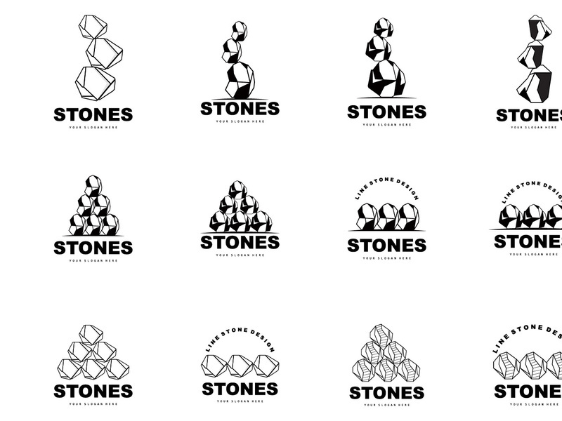 Stone Logo, Vector Stone Modern With Geometry Line Style