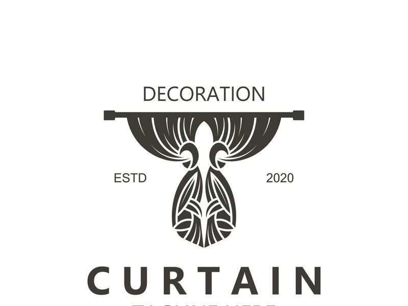 Curtain logo decoration style minimalist elegant vector design illustration