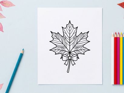 Ilustrasi daun mapel terperinci untuk proyek alam dan botani. Gambar botani artistik yang menekankan struktur daun dan keindahan alami.