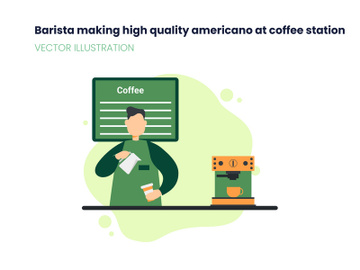 Barista making high quality americano at coffee station preview picture