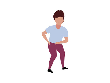 Boy dancing to music semi flat color vector character preview picture