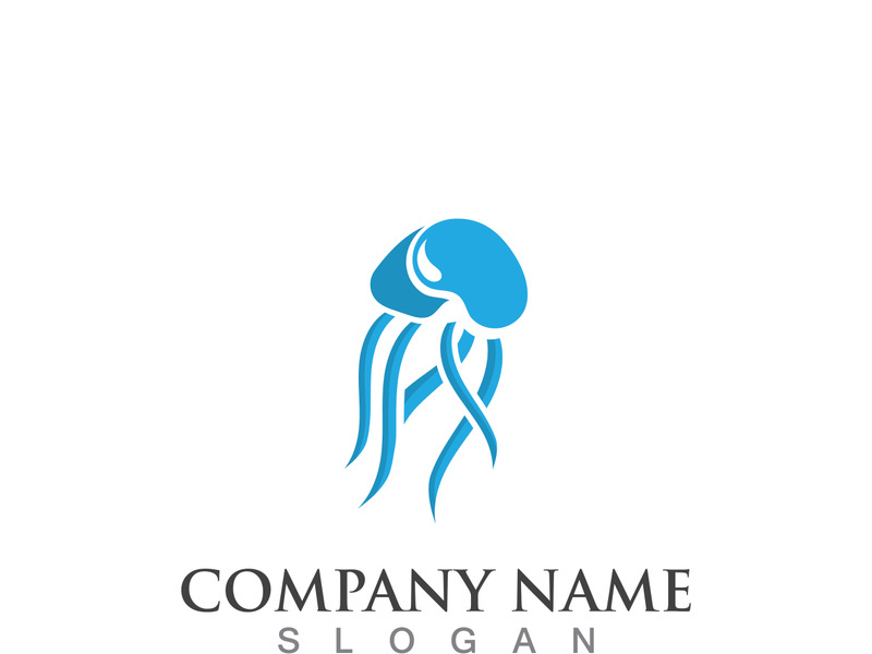 Jellyfish icon illustration design, simple logo template vector