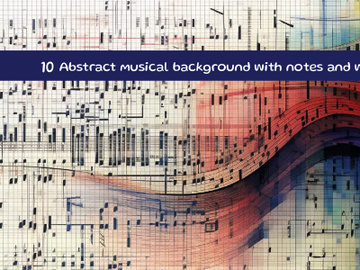 Abstract musical background with notes and wave preview picture