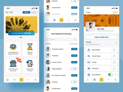 Business contacts mobile app