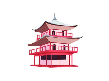 Japanese pagoda flat color vector object preview picture