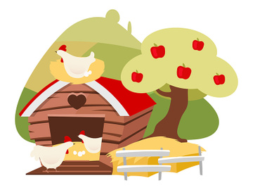 Poultry farming flat vector illustration preview picture