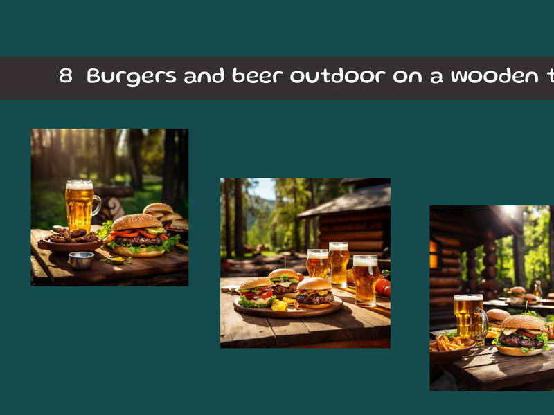 Burgers and beer outdoor on a wooden table