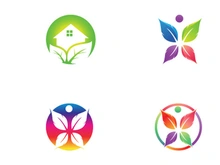 Green leaf logo. Vector design of gardens, plants and nature.