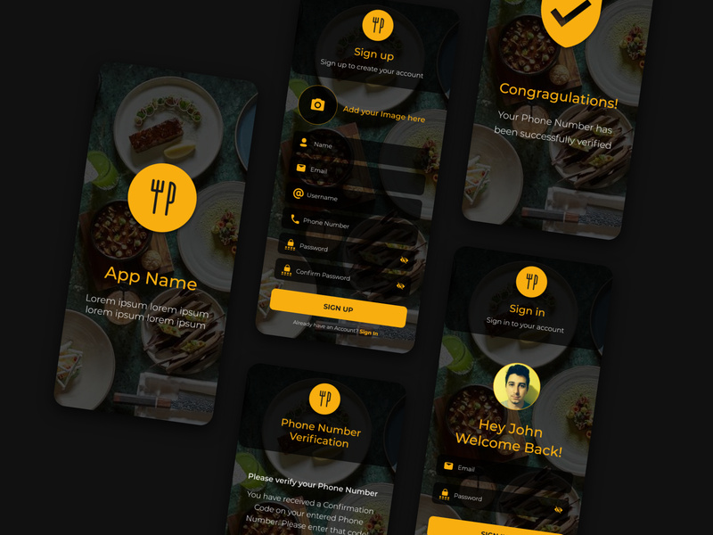 Restaurant App Initial Screens UI/UX