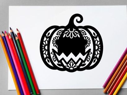 Halloween Pumpkin Silhouette with Spooky Face for Fall Decor