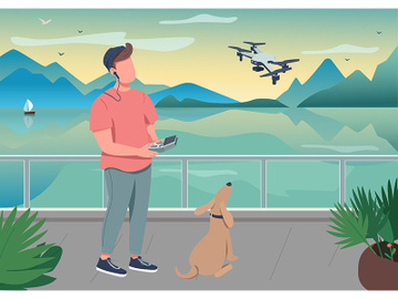 Drone photography flat color vector illustration preview picture