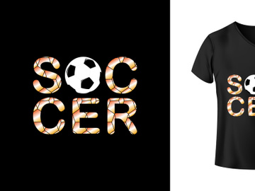 Soccer vector t shirt design with black and white football. Colorful  minimalist soccer design. preview picture