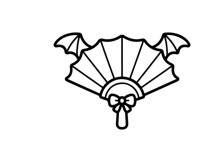 Halloween hand fan with bat wings. Gothic folding fan icon for spooky holiday design.