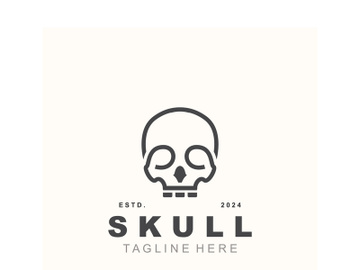 Skull skeleton logo vintage template idea on white background preview picture