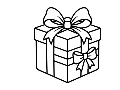 Weihnachts-Geschenkbox-Linienkunst-Icon mit dekorativen Bändern und Schleifen für Weihnachtsdesign.