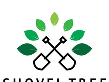 Shovel logo for agriculture, excavation,building, mining foundation. gardening vector set design with leaves