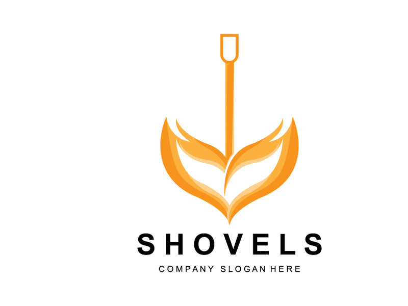 Shovel Logo Design, Construction Worker Tool Illustration Vector, Building Construction Icon