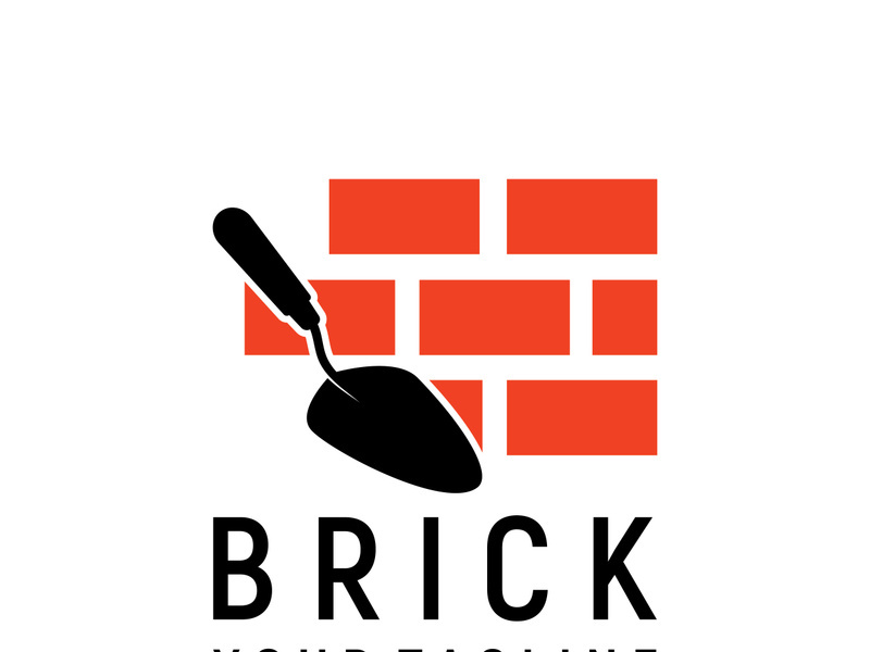 creative brick logo designs for buildings, architectural buildings, civil engineering, building materials shops