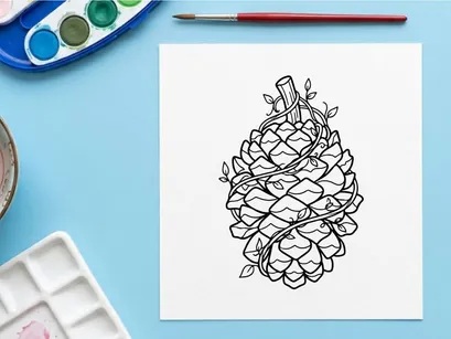 Decorative pine cone with ribbon and floral accents. Elegant holiday ornament for festive decor.