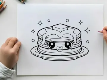 Cute pancake stack with face vector illustration flat design preview picture