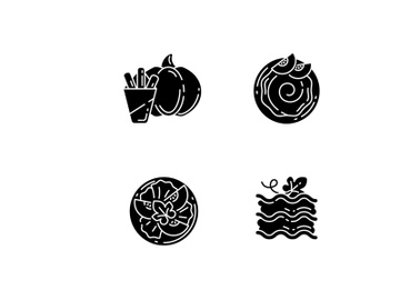 Gourd recipes black glyph icons set on white space preview picture