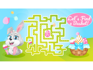 Lets find basket labyrinth with cartoon character template preview picture