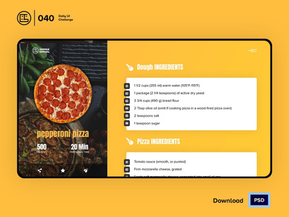 Food Pizza Recipe | Daily UI challenge - Day 040/100