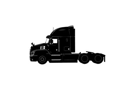 Silhouette of a semi truck with sleeper cabin
