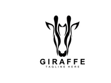 Giraffe Logo Design, Giraffe Head Vector Silhouette, High Neck Animal, Zoo, Tattoo Illustration, Product Brand