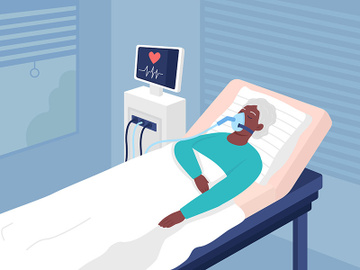 Patient with life-threatening condition flat color vector illustration preview picture