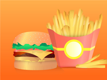 Fast food : Hamburgerb and french fries, vector illustration preview picture