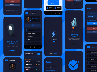 Thunder Mobile VPN App UI Kit