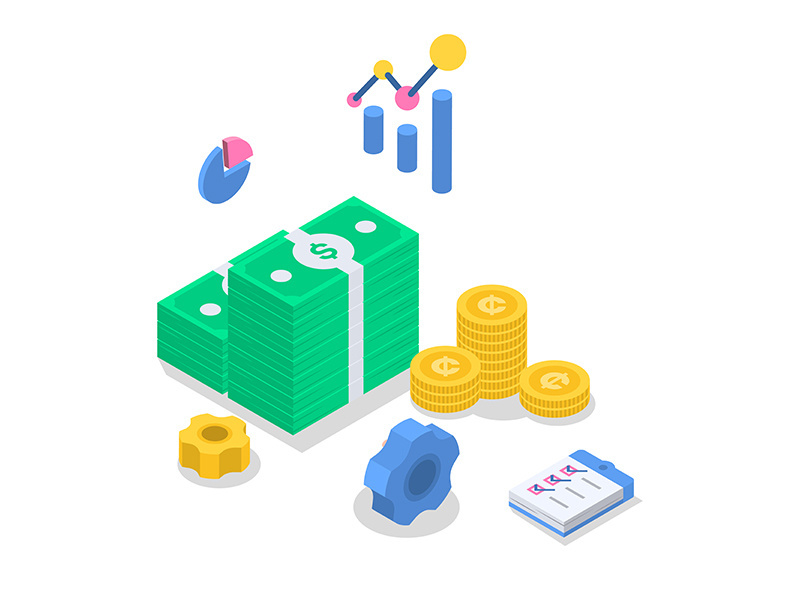 Accounting isometric color vector illustration