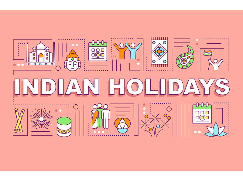Indian holidays word concepts banner