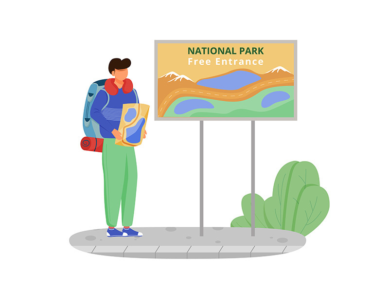 Free entrance to national park flat vector illustration