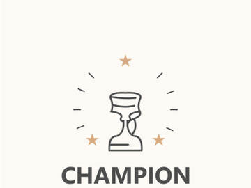 Modern trophy line art logo winner and championship cup design, minimalist simple element preview picture