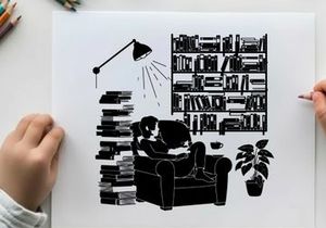 Silhouette of a person sitting in a cozy reading nook