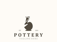 Pottery logo design handmade, creative traditional mug craft concept inspiration nature workshop